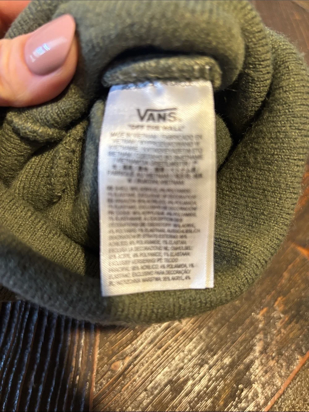 Vans Olive Knit Cuffed Beanie with Logo Patch